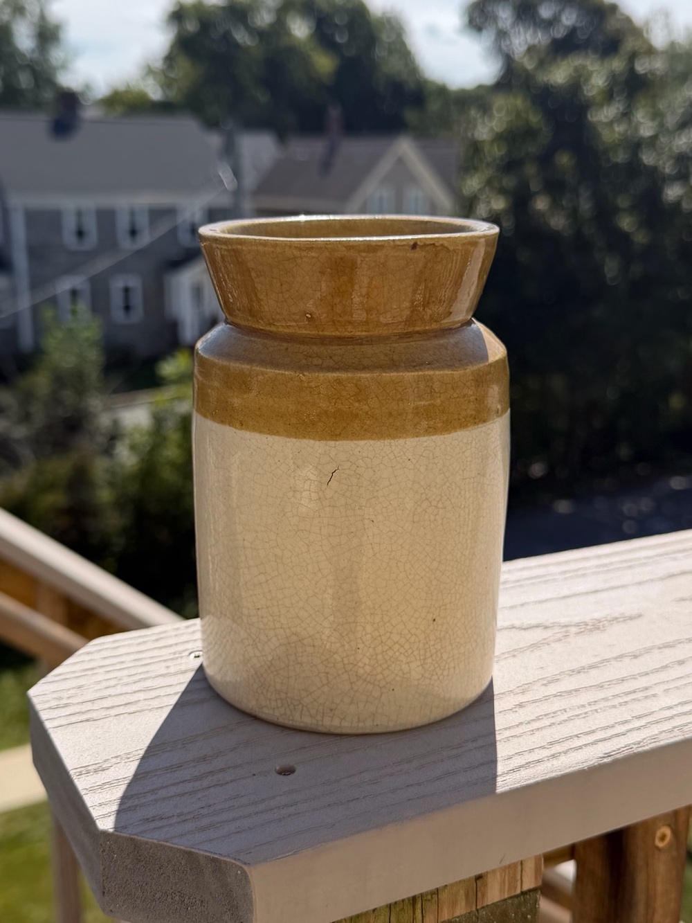 Antique Two-Tone Salt-Glazed Stoneware Jam Jar
